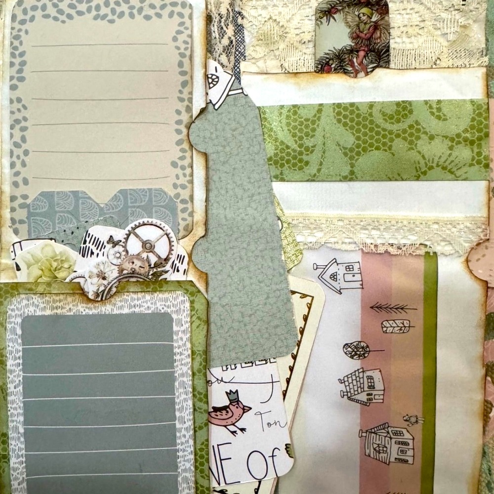 Two Mini Journals Pockets Loaded with Tags Mini Notebooks Blank Papers Ephemera - Picture 7 of 12